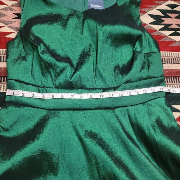 NWT ModCloth Fantastic Taffeta Fit & Flare Dress Sz 16‎ Green Iridescent Retro - Picture 6 of 9